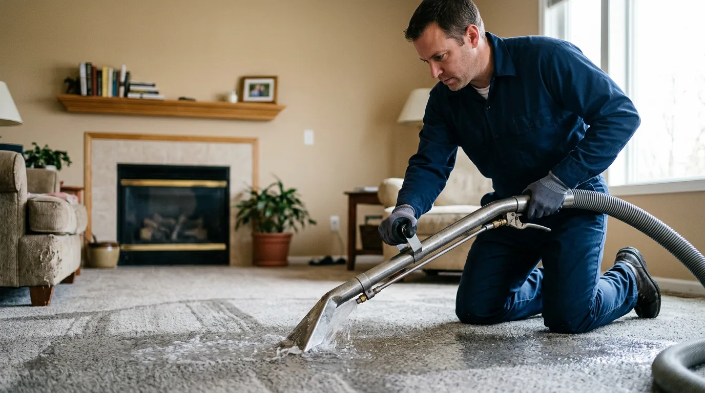 Water damage restoration technician working near Montreal, MO